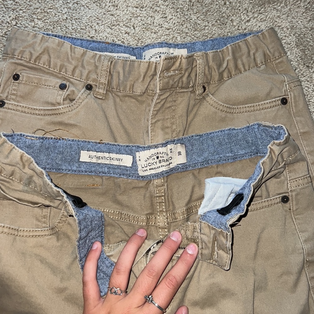 2 PAIR NWOT LUCK BRAND BOYS KHAKI JEANS